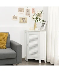 Gymax Corner Storage Cabinet Free Standing Bathroom Cabinet w/ Shutter Door