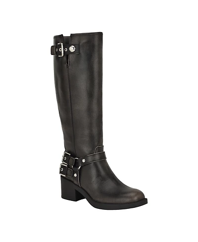 Guess Women's Matley Tumbled Buckle Harness Moto Boots