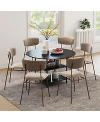 Gymax Round Dining Table for w/2-Tier Storage Shelves and Heavy-Duty Metal Frame