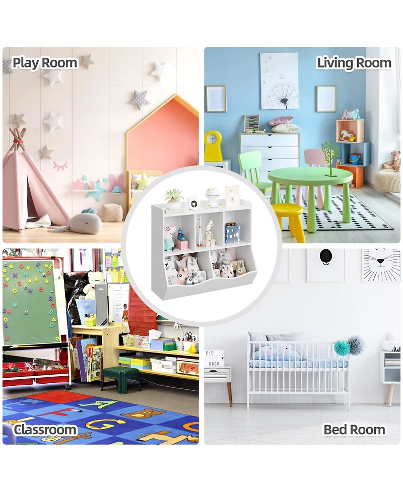 homfan Kids' Toy Storage Organzr with Open Compartments and Tilt-Front Bins