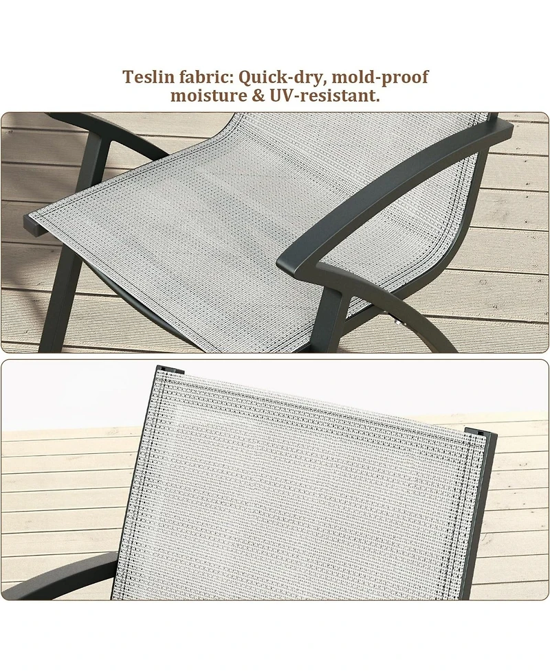 GarveeLife Aluminum Patio Dining Chairs Set Stackable All-Weather Quick-Dry Textilene Mesh, Durable Metal Frame