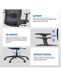 FlexiSpot C3FM Ergonomic Office Chair with Foam Seat and Mesh Back, Adjustable Headrest and Lumbar Support, Swivel Desk Chair for Home Office -