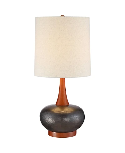360 Lighting Mid-Century Modern Table Lamp with Usb Charging Port 24.5" High Ceramic Cylinder Shade Bedroom House