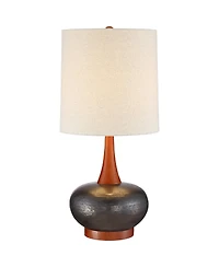 360 Lighting Mid-Century Modern Table Lamp with Usb Charging Port 24.5" High Ceramic Cylinder Shade Bedroom House