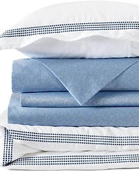 Lands' End 400 Thread Count Premium Supima Cotton No Iron Sateen Embroidered Duvet Bed Cover
