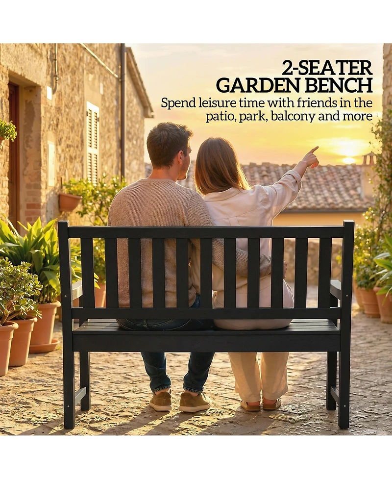 Outsunny 2-Person Outdoor Bench, Hdpe Garden Bench for Backyard,
