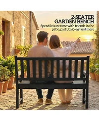 Outsunny 2-Person Outdoor Bench, Hdpe Garden Bench for Backyard,