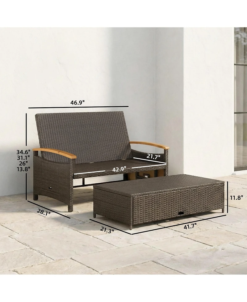 Outsunny Rat Outdoor Daybed w/4-Level Adjustable Backrest,
