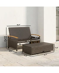 Outsunny Rat Outdoor Daybed w/4-Level Adjustable Backrest,