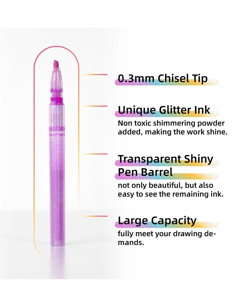 Gnuadz Glitter Highlighters Chisel Tip Sparkle No Bleed Pastel Markers