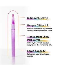 Gnuadz Glitter Highlighters Chisel Tip Sparkle No Bleed Pastel Markers