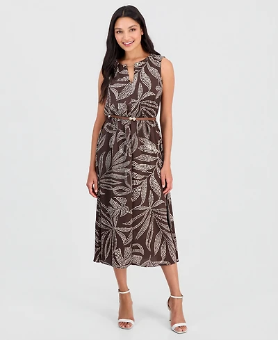 Anne Klein Women's Keyhole-Neck A-Line Midi Dress