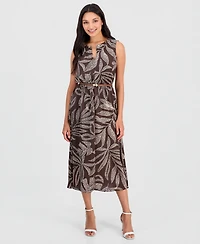 Anne Klein Women's Keyhole-Neck A-Line Midi Dress