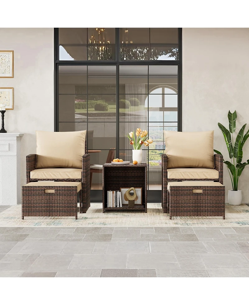 GarveeLife High Back Comfort | 5-Piece Outdoor Rattan Sofa Set