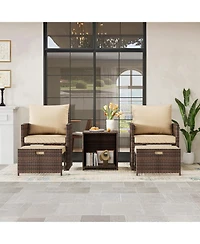 GarveeLife High Back Comfort | 5-Piece Outdoor Rattan Sofa Set