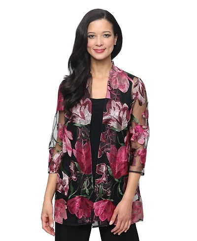 Alex Evenings Women's Embroidered Tulle Twinset
