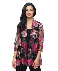 Alex Evenings Women's Embroidered Tulle Twinset