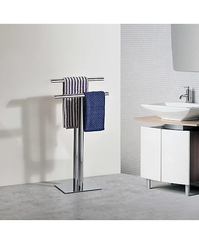 Kings Brand Furniture Metal Double Bar Towel Rack Stand For Bathroom Towel Storage