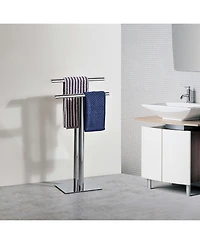 Kings Brand Furniture Metal Double Bar Towel Rack Stand For Bathroom Towel Storage