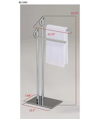 Kings Brand Furniture Metal Double Bar Towel Rack Stand For Bathroom Towel Storage