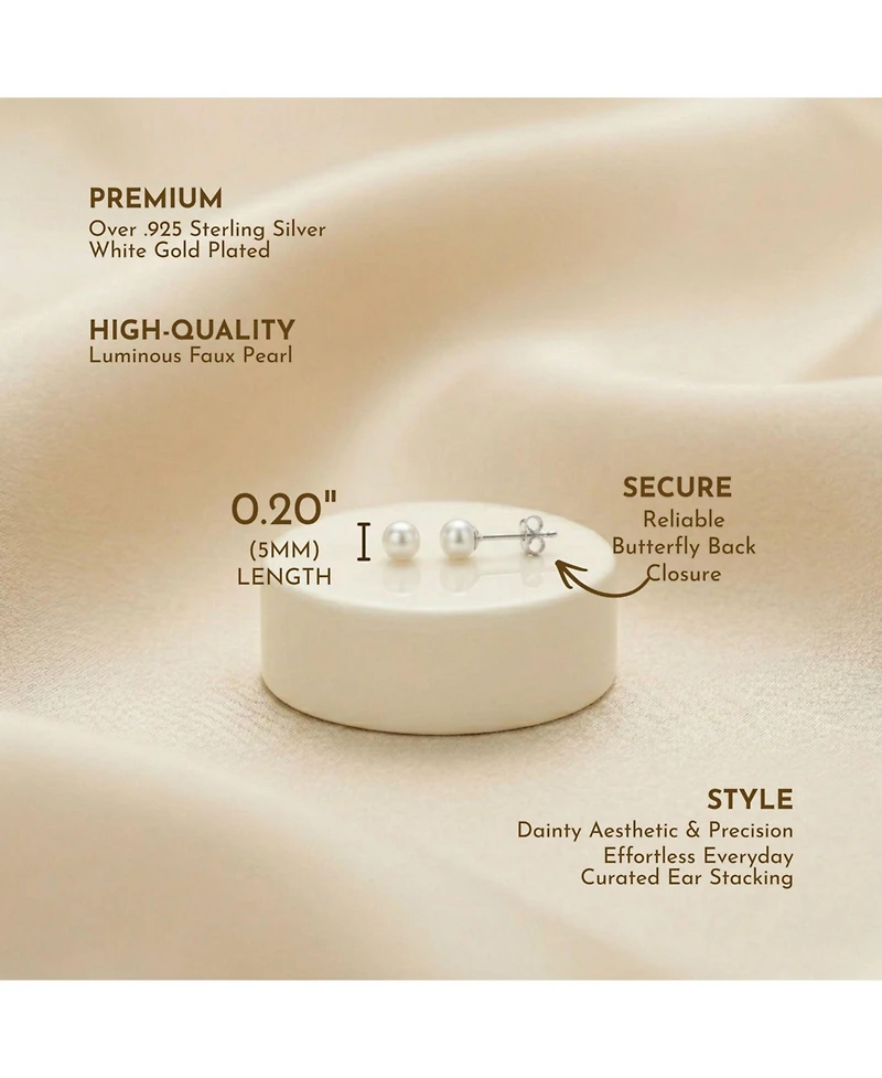 Sterling Silver Faux Pearl Studs