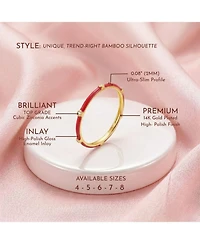 14k Gold Plated with Cubic Zirconia Enamel Bamboo Teens/Young Adult Stacking Ring