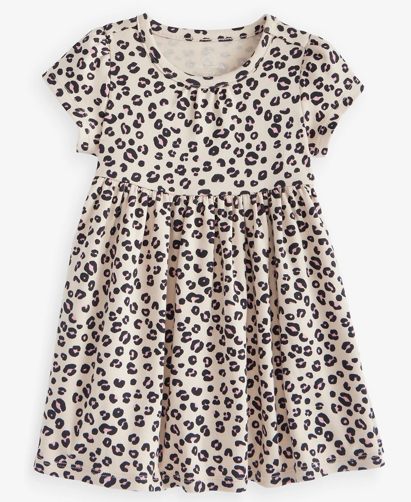 First Impressions Baby Girls' 0M-24M Short-Sleeve Leopard-Print Cotton Dress, Macy's Exclusive
