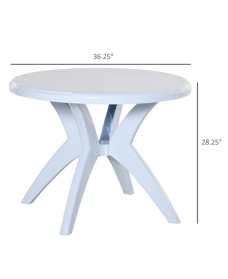 flynama 36.25" Round Plastic Patio Table with Umbrella Hole