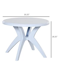flynama 36.25" Round Plastic Patio Table with Umbrella Hole