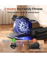 Fed Fitness Under Desk Electric Elliptical Machine, 10-Level Adjustable, Quiet Portable with Remote for Seniors Home Office