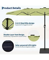gaomon Patio Umbrella with Solar lights and Base Included for Garden, Pool, Deck