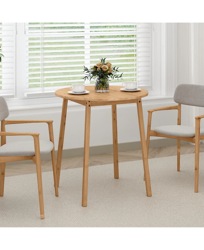 Slickblue Wicker Round Dining Table for 2-4 Person Patio Table