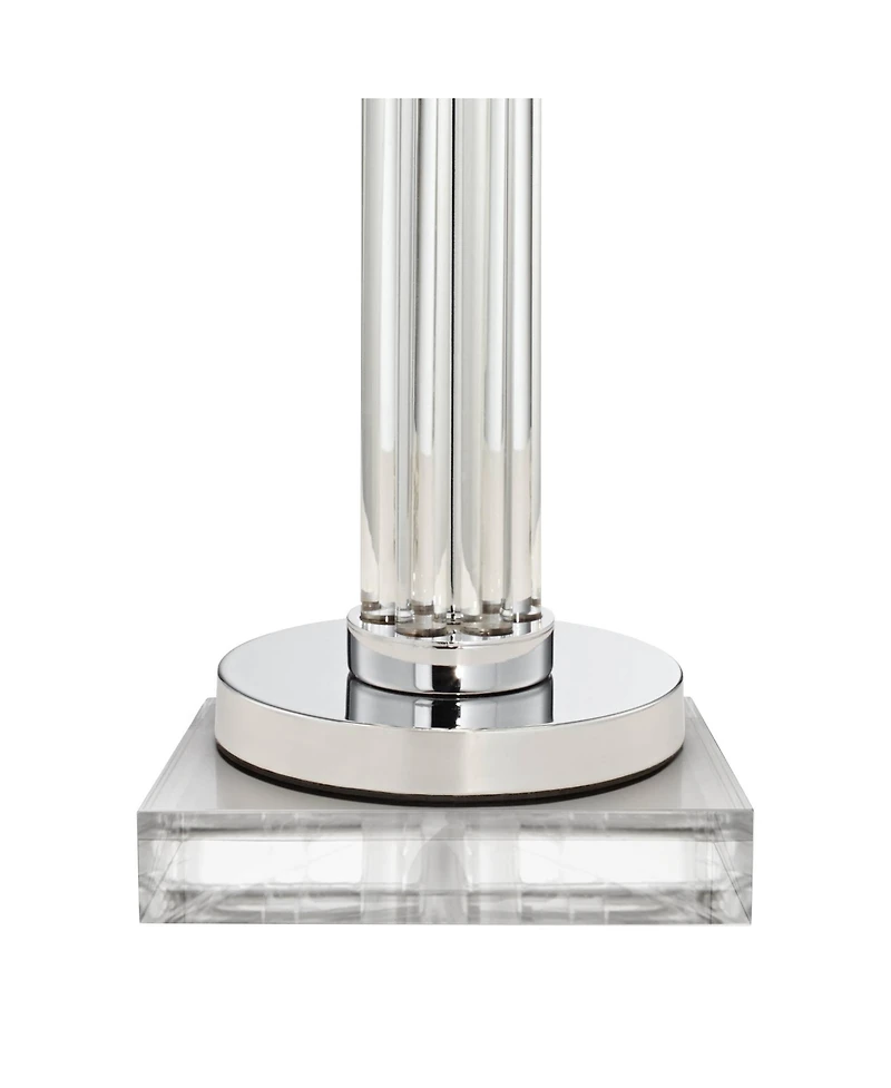 Possini Euro Design Cadence Modern Table Lamp with Square Riser 31 1/2" Tall Glass Column White Shade for Bedroom Living Room Bedside Office Family