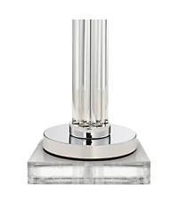 Possini Euro Design Cadence Modern Table Lamp with Square Riser 31 1/2" Tall Glass Column White Shade for Bedroom Living Room Bedside Office Family