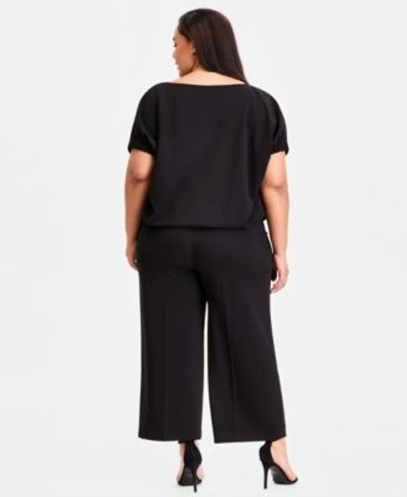 Anne Klein Plus Size Boat Neck Dolman Sleeve Top High Rise Wide Leg Pants