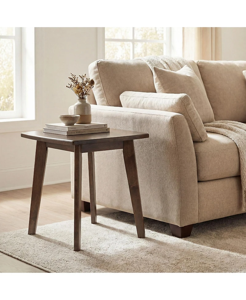 Gymax 17'' Solid Wood Side Table w/Thickened Top and Curved Edge for Living Room Bedroom