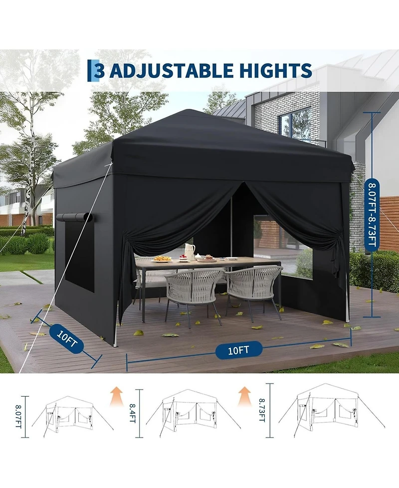gaomon Outdoor Pop Up Tent Canopy with 4 Sidewalls SandBag and Carry Bag for Camping, Backyard Parties