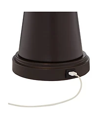 Franklin Iron Works Craig Rustic Farmhouse Table Lamps Set of 2 with Square Risers 24 1/2" High Bronze with Usb Charging Port Natural Shade for Desk