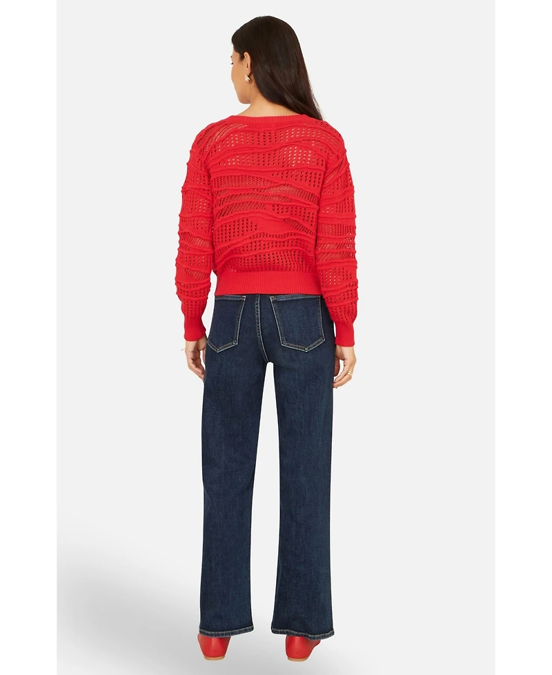 Yumi Women's Wave Pointelle Knitted Jumper