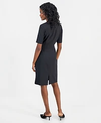 Kasper Women's Tie-Neck Short-Sleeve Sheath Dress