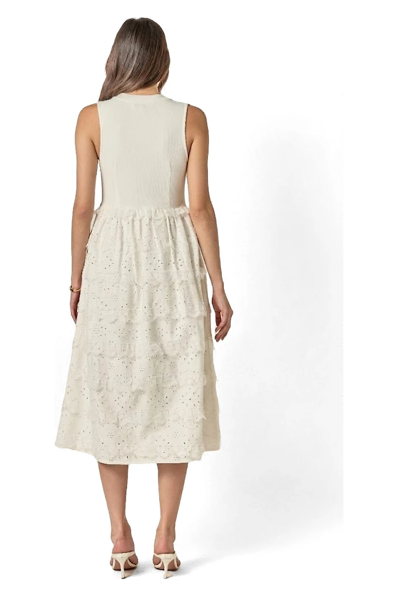 English Factory Women's Mixed Media Sleeveless Midi Dress