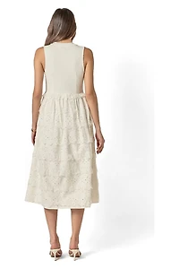 English Factory Women's Mixed Media Sleeveless Midi Dress