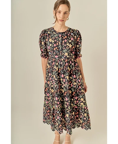 English Factory Women's Contrast Scallop Edge Midi Dress