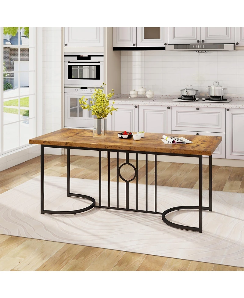 Gymax Large Dining Table for 6-8 People Rectangular Kitchen Table Dinette Table