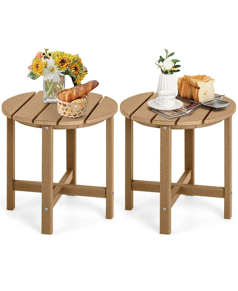 Gymax 2PCS 18''Adirondack Side Table Weather Resistant Hdpe Garden Patio