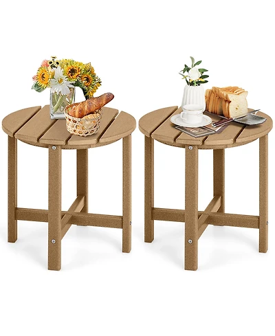 Gymax 2PCS 18''Adirondack Side Table Weather Resistant Hdpe Garden Patio