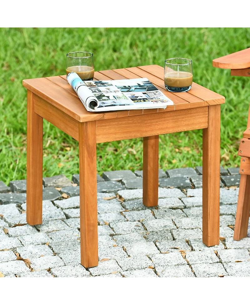 Gymax 2PCS Wooden Square Side End Table Patio Coffee Bistro Table Indoor Outdoor