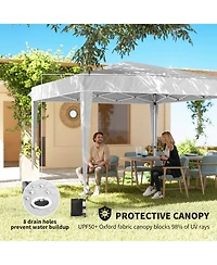 Outsunny 10 x 10 ft Pop Up Canopy Tent with Sides, UPF50+ Inst Canopy
