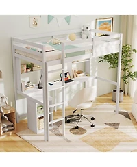 Slickblue Led Bed Frame with Desk No Box Spring Needed