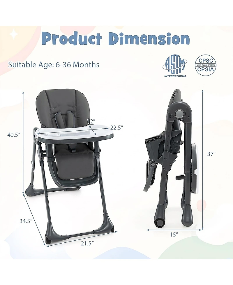 Gouun Baby 3-in-1 Convertible High Chair with 7 Heights and Dual Food Tray